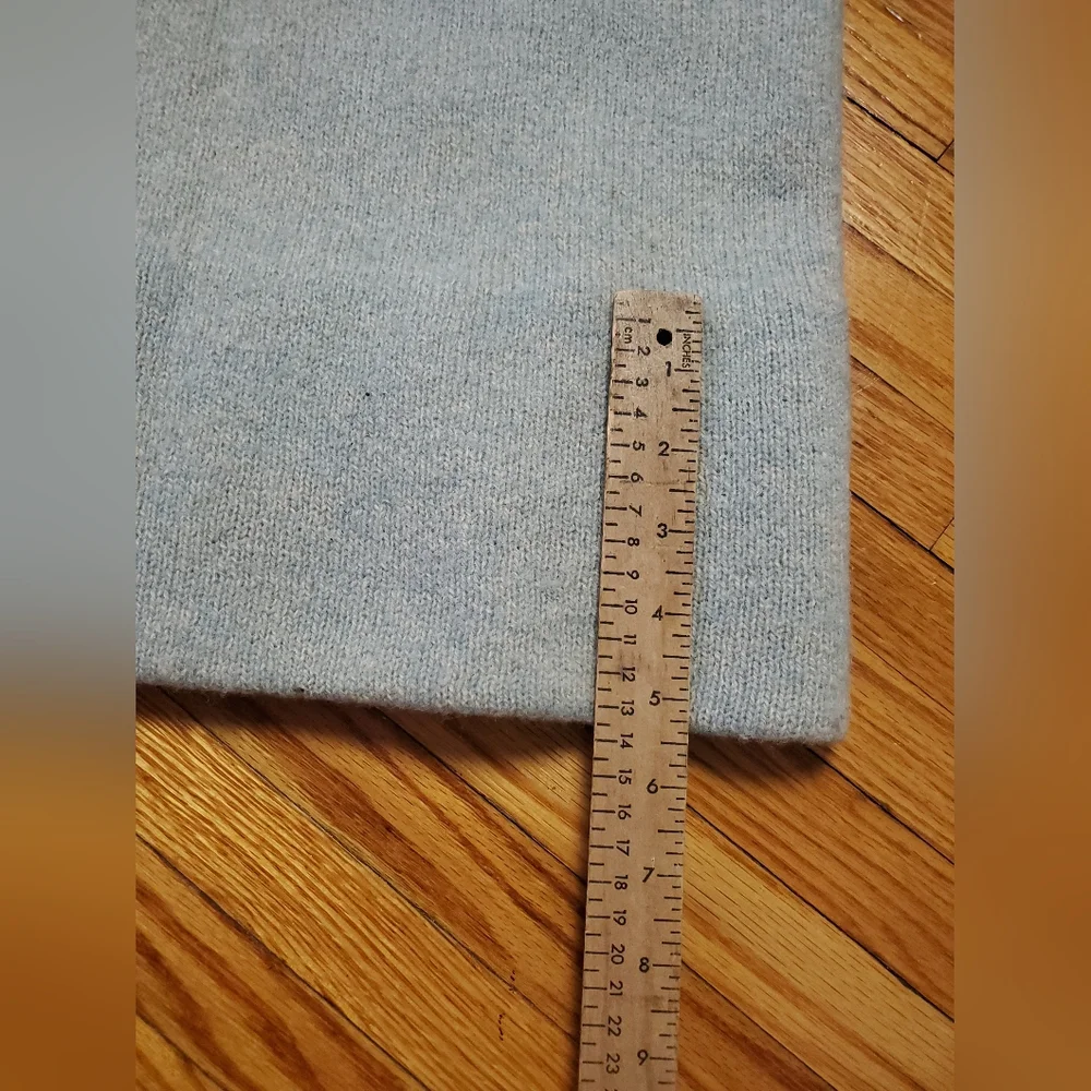 Vintage 70s Sears Shetland Wool Blue Ivory Sweater Dress Knit S / M - Picture 11 of 16